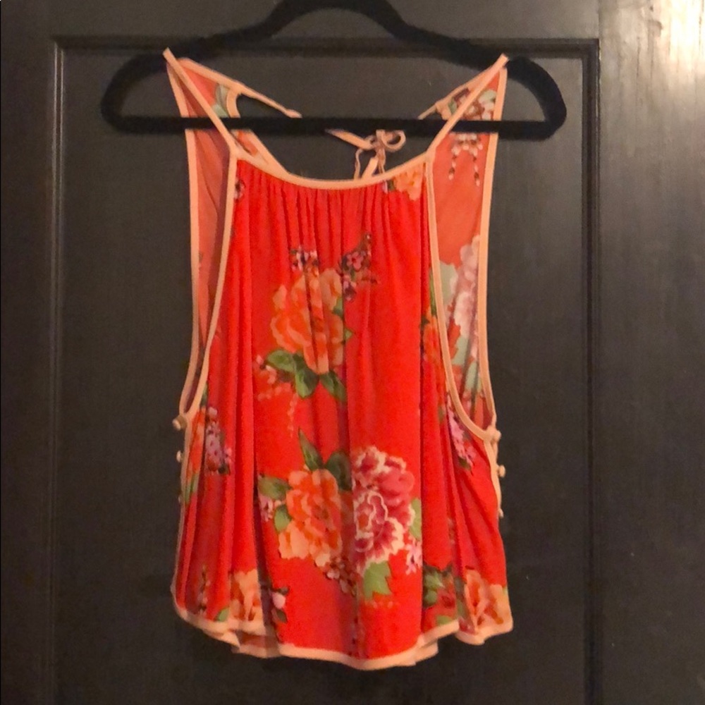 Free People Floral Tie Tank